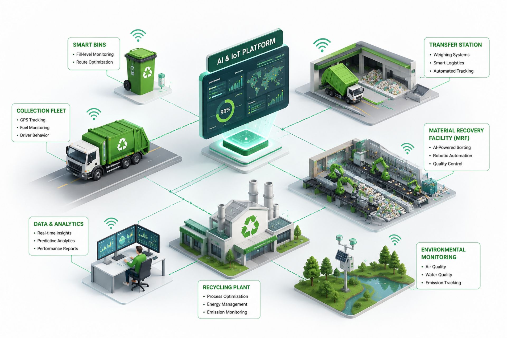 WasteOps AI smart waste management and recycling ecosystem